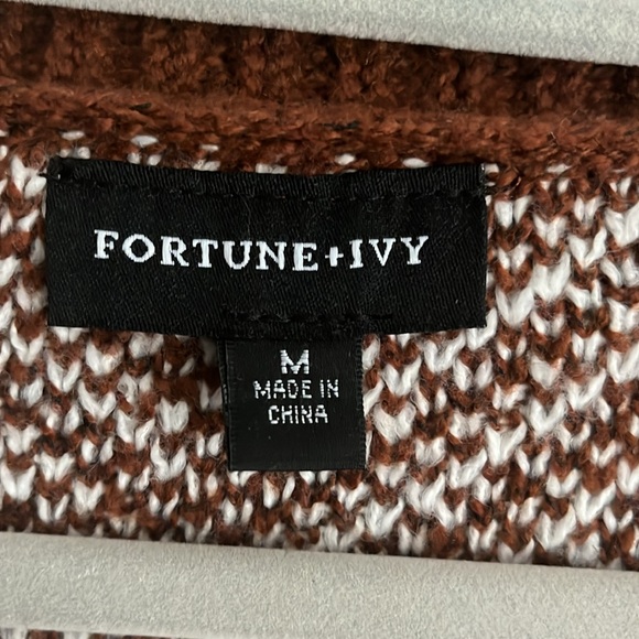 Fortune & Ivy Knit Cardigans Size Medium Rust/off white color - Picture 2 of 7